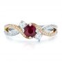  14K Gold And 18k Rose Gold 14K Gold And 18k Rose Gold Custom Ruby And Diamond Engagement Ring - Top View -  100092 - Thumbnail