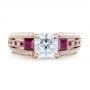 18k Rose Gold 18k Rose Gold Custom Ruby And Diamond Engagement Ring - Top View -  101458 - Thumbnail