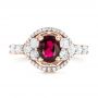 18k Rose Gold 18k Rose Gold Custom Ruby And Diamond Engagement Ring - Top View -  102900 - Thumbnail