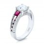 18k White Gold 18k White Gold Custom Ruby And Diamond Engagement Ring - Three-Quarter View -  101458 - Thumbnail