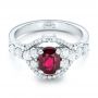14k White Gold 14k White Gold Custom Ruby And Diamond Engagement Ring - Flat View -  102900 - Thumbnail