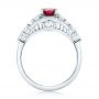  Platinum Custom Ruby And Diamond Engagement Ring - Front View -  102900 - Thumbnail