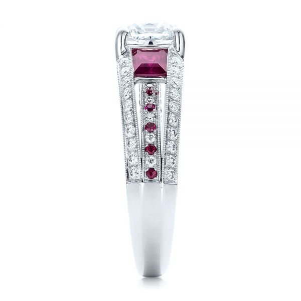 14k White Gold 14k White Gold Custom Ruby And Diamond Engagement Ring - Side View -  101458
