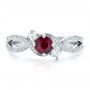  18K Gold And Platinum 18K Gold And Platinum Custom Ruby And Diamond Engagement Ring - Top View -  100092 - Thumbnail
