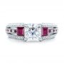  Platinum Custom Ruby And Diamond Engagement Ring - Top View -  101458 - Thumbnail