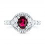 18k White Gold 18k White Gold Custom Ruby And Diamond Engagement Ring - Top View -  102900 - Thumbnail