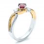  14K Gold And 18k Yellow Gold 14K Gold And 18k Yellow Gold Custom Ruby And Diamond Engagement Ring - Three-Quarter View -  100092 - Thumbnail