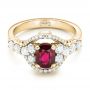 18k Yellow Gold 18k Yellow Gold Custom Ruby And Diamond Engagement Ring - Flat View -  102900 - Thumbnail