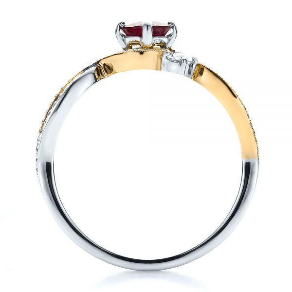  14K Gold And 18k Yellow Gold 14K Gold And 18k Yellow Gold Custom Ruby And Diamond Engagement Ring - Front View -  100092