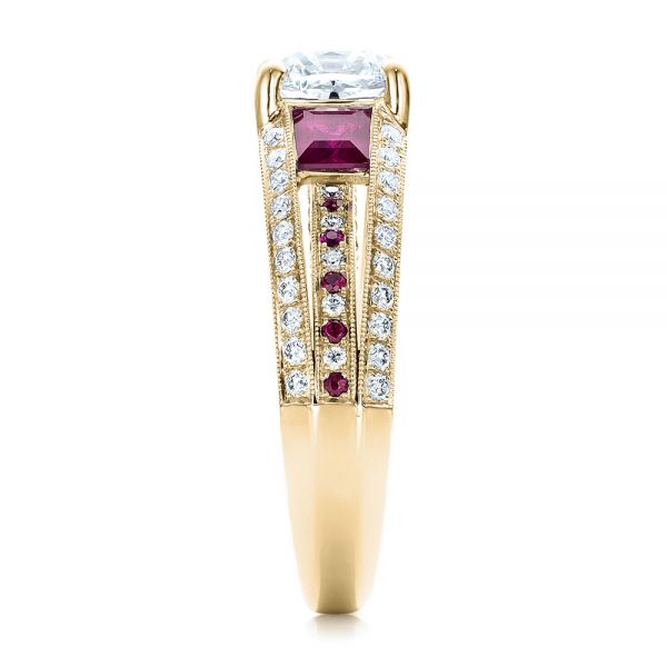 14k Yellow Gold 14k Yellow Gold Custom Ruby And Diamond Engagement Ring - Side View -  101458