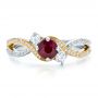  18K Gold And 14k Yellow Gold 18K Gold And 14k Yellow Gold Custom Ruby And Diamond Engagement Ring - Top View -  100092 - Thumbnail