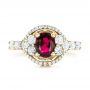 18k Yellow Gold 18k Yellow Gold Custom Ruby And Diamond Engagement Ring - Top View -  102900 - Thumbnail