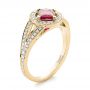 18k Yellow Gold 18k Yellow Gold Custom Ruby And Diamond Halo Engagement Ring - Three-Quarter View -  103403 - Thumbnail