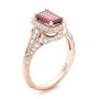 18k Rose Gold 18k Rose Gold Custom Ruby And Diamond Halo Vintage Engagement Ring - Three-Quarter View -  102729 - Thumbnail