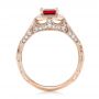 18k Rose Gold 18k Rose Gold Custom Ruby And Diamond Halo Vintage Engagement Ring - Front View -  102729 - Thumbnail