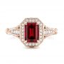 14k Rose Gold 14k Rose Gold Custom Ruby And Diamond Halo Vintage Engagement Ring - Top View -  102729 - Thumbnail
