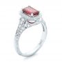  Platinum Custom Ruby And Diamond Halo Vintage Engagement Ring - Three-Quarter View -  102729 - Thumbnail