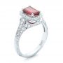 18k White Gold 18k White Gold Custom Ruby And Diamond Halo Vintage Engagement Ring - Three-Quarter View -  102729 - Thumbnail