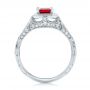  Platinum Custom Ruby And Diamond Halo Vintage Engagement Ring - Front View -  102729 - Thumbnail