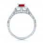  Platinum Custom Ruby And Diamond Halo Vintage Engagement Ring - Front View -  102729 - Thumbnail