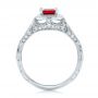 18k White Gold 18k White Gold Custom Ruby And Diamond Halo Vintage Engagement Ring - Front View -  102729 - Thumbnail