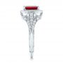  Platinum Custom Ruby And Diamond Halo Vintage Engagement Ring - Side View -  102729 - Thumbnail