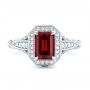  Platinum Custom Ruby And Diamond Halo Vintage Engagement Ring - Top View -  102729 - Thumbnail
