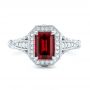  Platinum Custom Ruby And Diamond Halo Vintage Engagement Ring - Top View -  102729 - Thumbnail