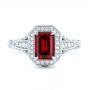 14k White Gold 14k White Gold Custom Ruby And Diamond Halo Vintage Engagement Ring - Top View -  102729 - Thumbnail