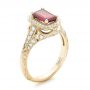 18k Yellow Gold 18k Yellow Gold Custom Ruby And Diamond Halo Vintage Engagement Ring - Three-Quarter View -  102729 - Thumbnail