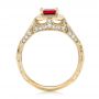 18k Yellow Gold 18k Yellow Gold Custom Ruby And Diamond Halo Vintage Engagement Ring - Front View -  102729 - Thumbnail