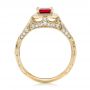 18k Yellow Gold 18k Yellow Gold Custom Ruby And Diamond Halo Vintage Engagement Ring - Front View -  102729 - Thumbnail