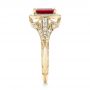 18k Yellow Gold 18k Yellow Gold Custom Ruby And Diamond Halo Vintage Engagement Ring - Side View -  102729 - Thumbnail