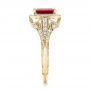 18k Yellow Gold 18k Yellow Gold Custom Ruby And Diamond Halo Vintage Engagement Ring - Side View -  102729 - Thumbnail