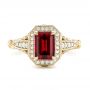 14k Yellow Gold 14k Yellow Gold Custom Ruby And Diamond Halo Vintage Engagement Ring - Top View -  102729 - Thumbnail