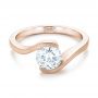 14k Rose Gold 14k Rose Gold Custom Sandblasted Diamond Solitaire Engagement Ring - Flat View -  103344 - Thumbnail