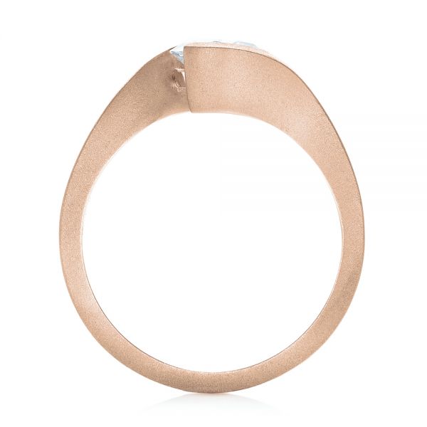 14k Rose Gold 14k Rose Gold Custom Sandblasted Diamond Solitaire Engagement Ring - Front View - 103344