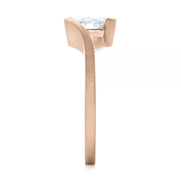 14k Rose Gold 14k Rose Gold Custom Sandblasted Diamond Solitaire Engagement Ring - Side View - 103344