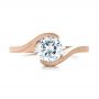 18k Rose Gold 18k Rose Gold Custom Sandblasted Diamond Solitaire Engagement Ring - Top View -  103344 - Thumbnail