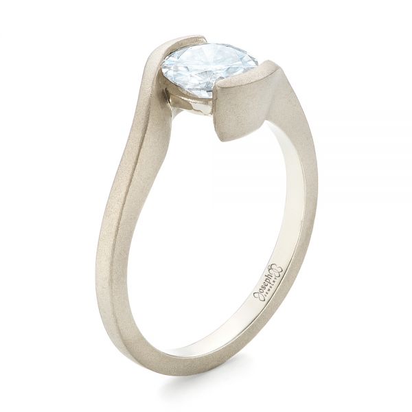 Custom Sandblasted Diamond Solitaire Engagement Ring - Image