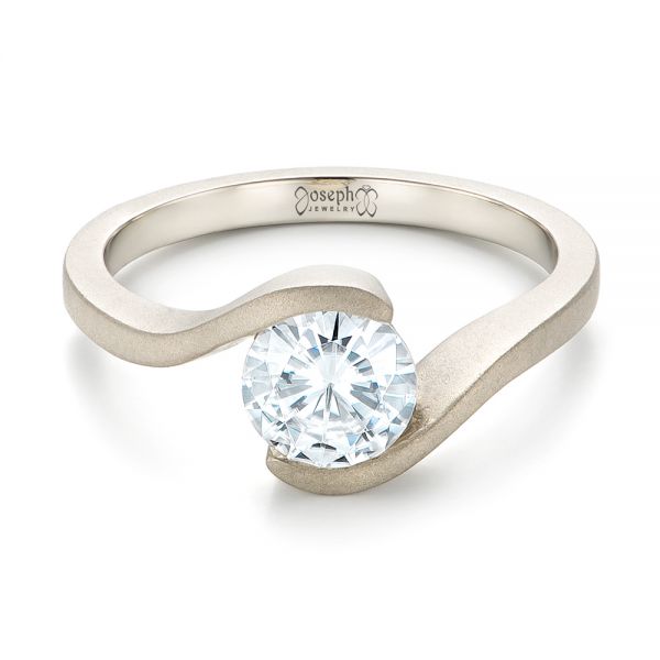  Platinum Platinum Custom Sandblasted Diamond Solitaire Engagement Ring - Flat View -  103344