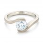  Platinum Platinum Custom Sandblasted Diamond Solitaire Engagement Ring - Flat View -  103344 - Thumbnail