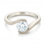 14k White Gold Custom Sandblasted Diamond Solitaire Engagement Ring - Flat View -  103344 - Thumbnail