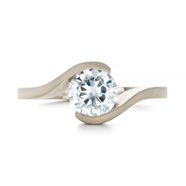  Platinum Platinum Custom Sandblasted Diamond Solitaire Engagement Ring - Top View -  103344