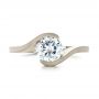 14k White Gold Custom Sandblasted Diamond Solitaire Engagement Ring - Top View -  103344 - Thumbnail