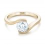 18k Yellow Gold 18k Yellow Gold Custom Sandblasted Diamond Solitaire Engagement Ring - Flat View -  103344 - Thumbnail