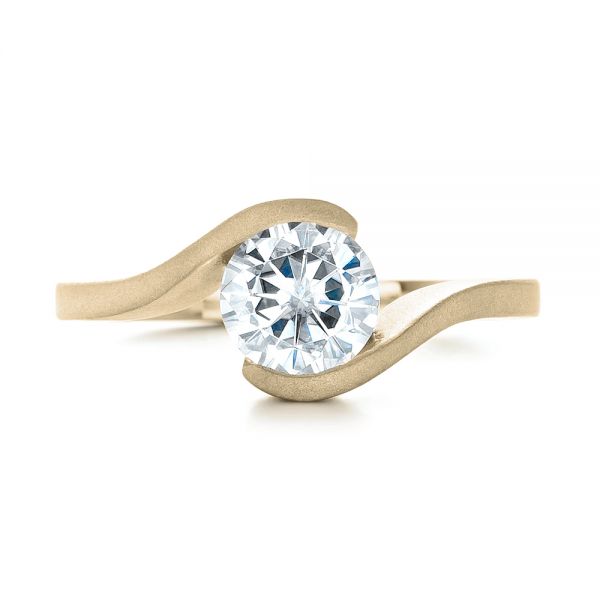 18k Yellow Gold 18k Yellow Gold Custom Sandblasted Diamond Solitaire Engagement Ring - Top View - 103344