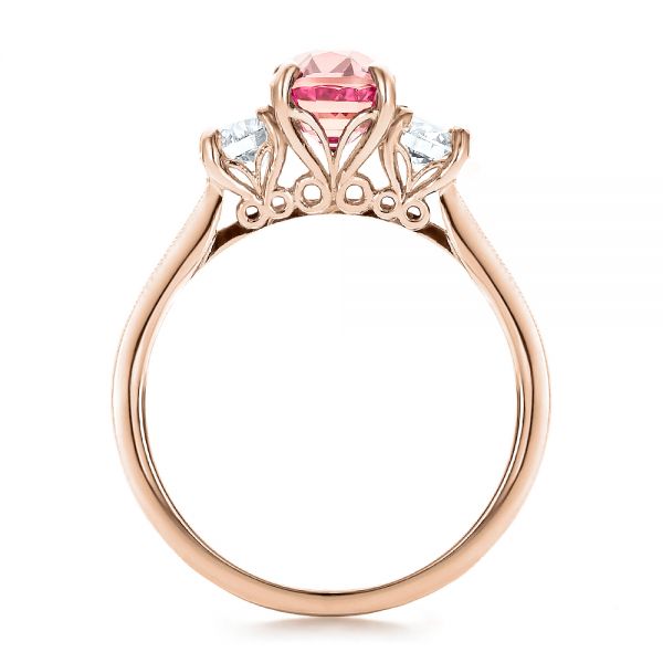 18k Rose Gold 18k Rose Gold Custom Sapphire Diamond And Mokume Engagement Ring - Front View -  100771