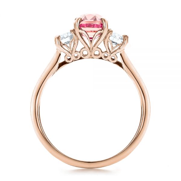 18k Rose Gold 18k Rose Gold Custom Sapphire Diamond And Mokume Engagement Ring - Front View -  100771