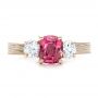 14k Rose Gold 14k Rose Gold Custom Sapphire Diamond And Mokume Engagement Ring - Top View -  100771 - Thumbnail